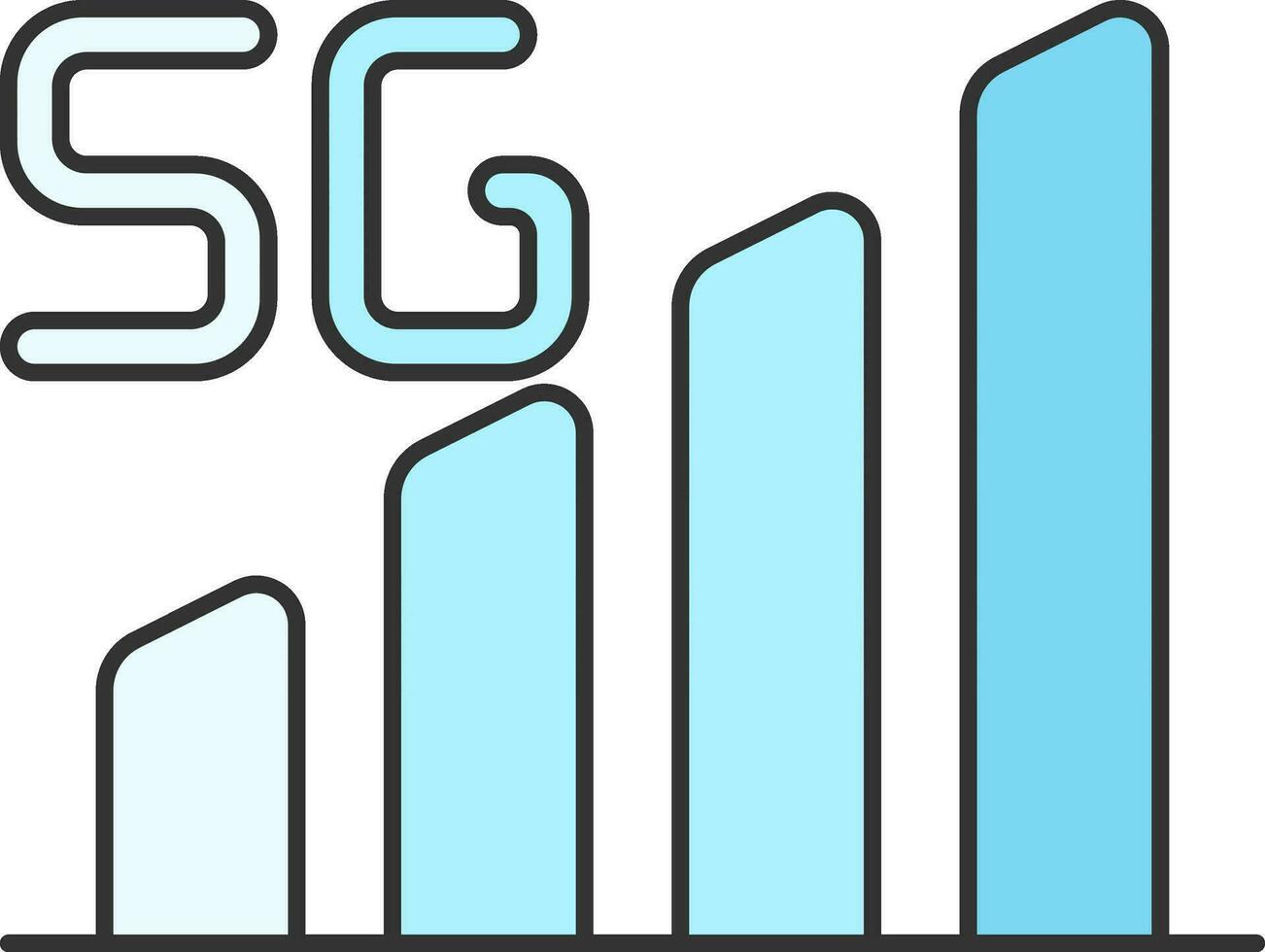 5G Network Or Data Level Bar Graph Blue Icon. vector