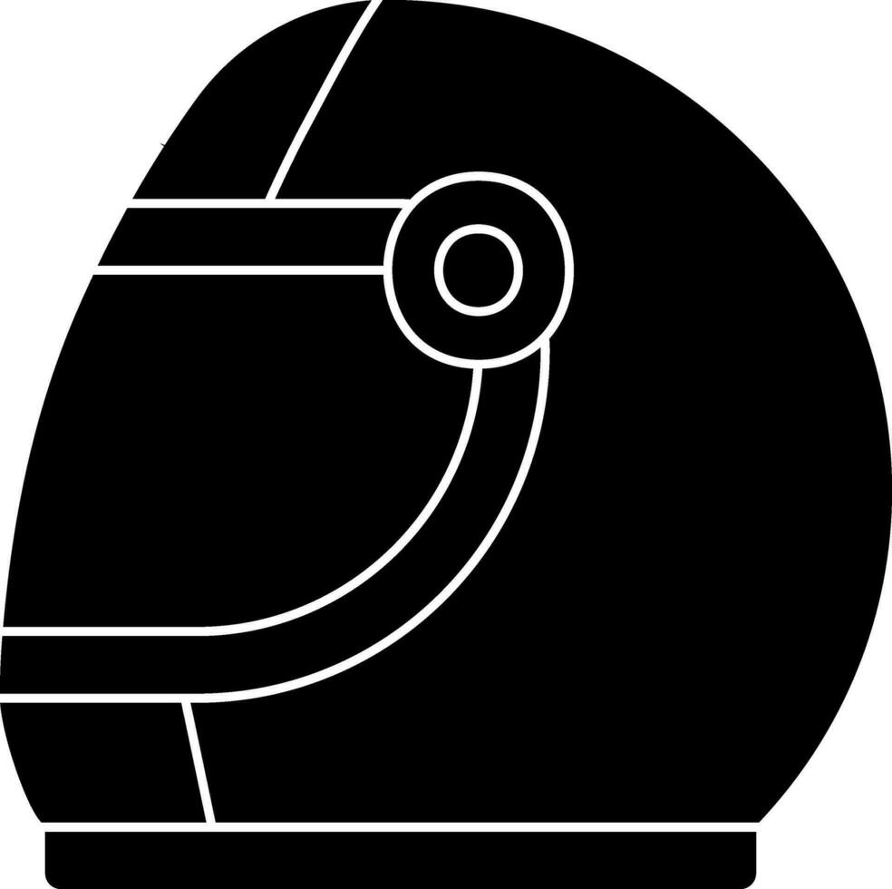 Racing Helmet Icon Or Symbol In black and white Color. vector