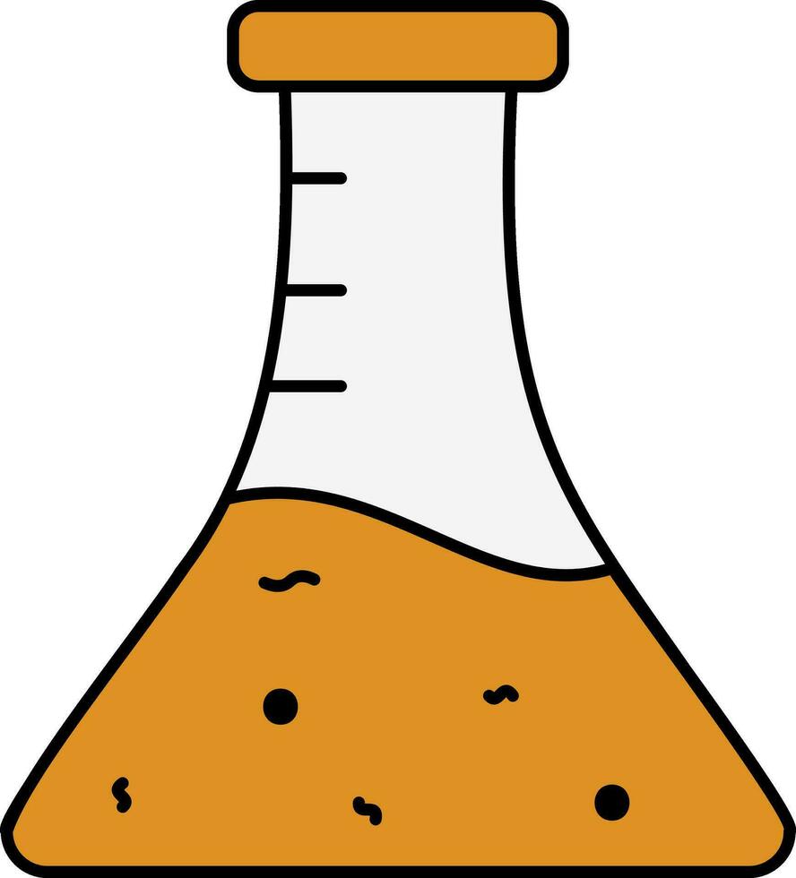 Virus In Erlenmeyer Flask Yellow And White Icon. vector