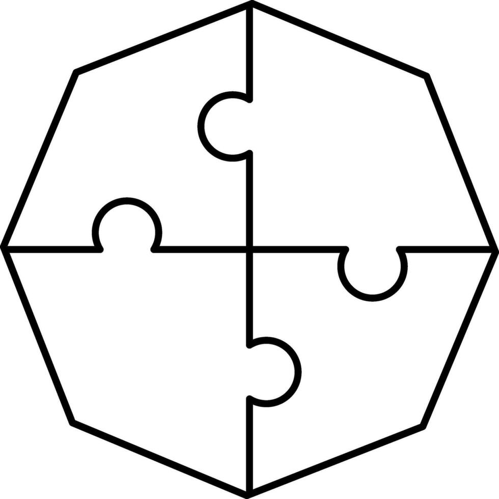 Octagon Shape Puzzle Icon in Black Color Outline. vector