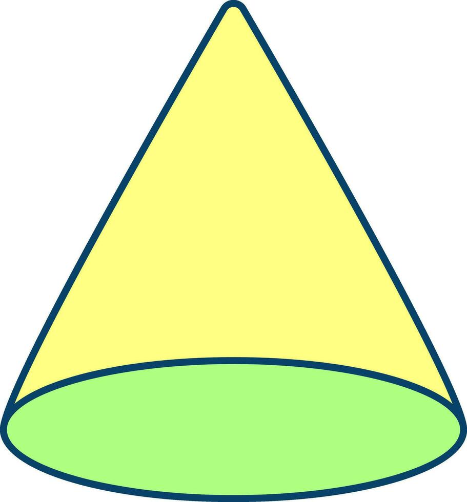 Geometry Cone Icon In Green And Yellow Color. vector
