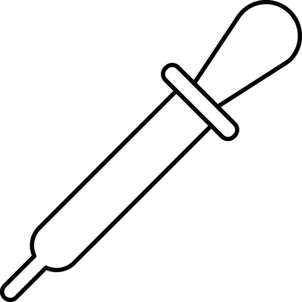 Black Line Art Illustration Of Dropper Icon. vector