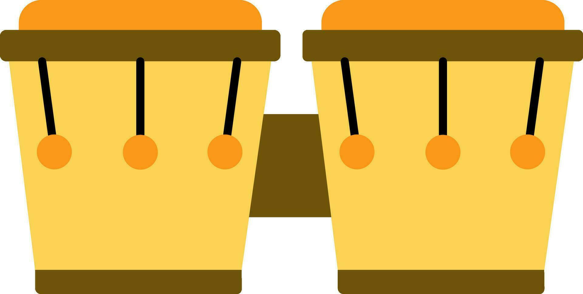 Flat Mini Conga Icon In Yellow and Brown Color. vector