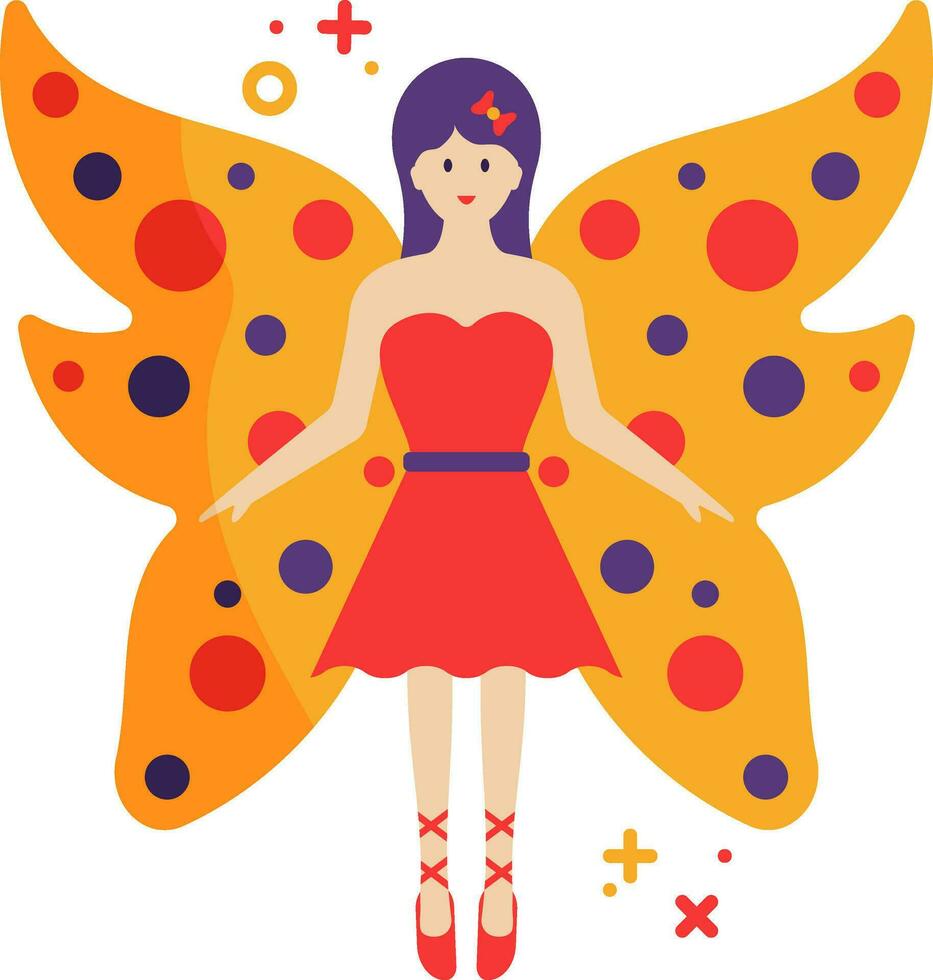 Cute Fairy Character Icon In Flat Style. vector