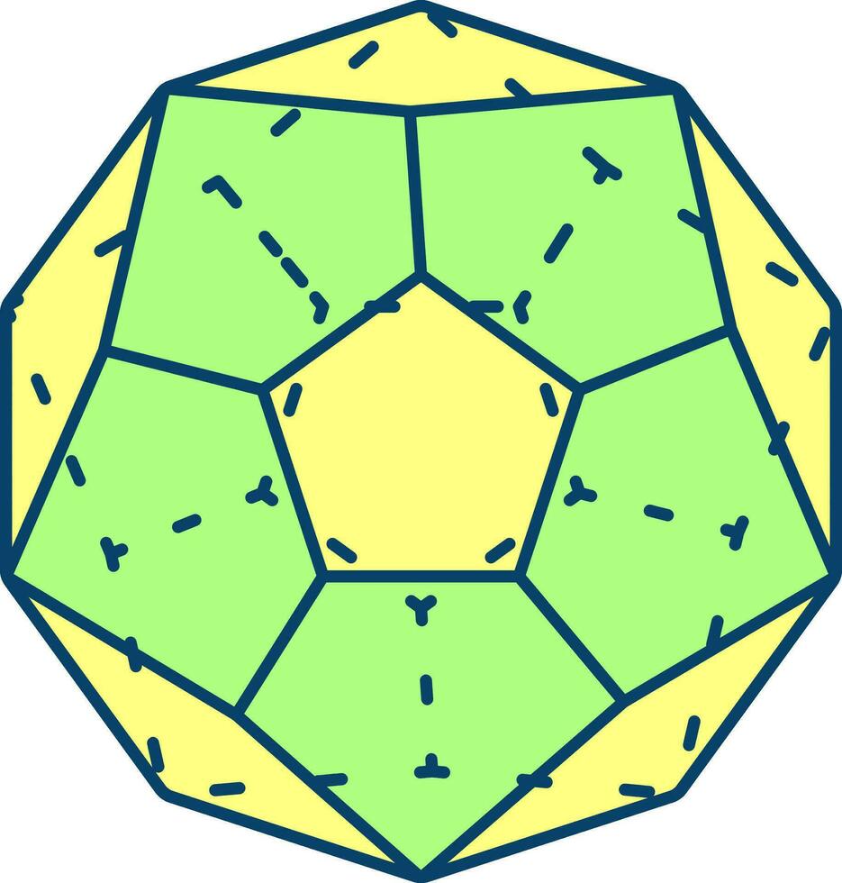 Dodecahedron Icon Or Symbol In Green And Yellow Color. vector