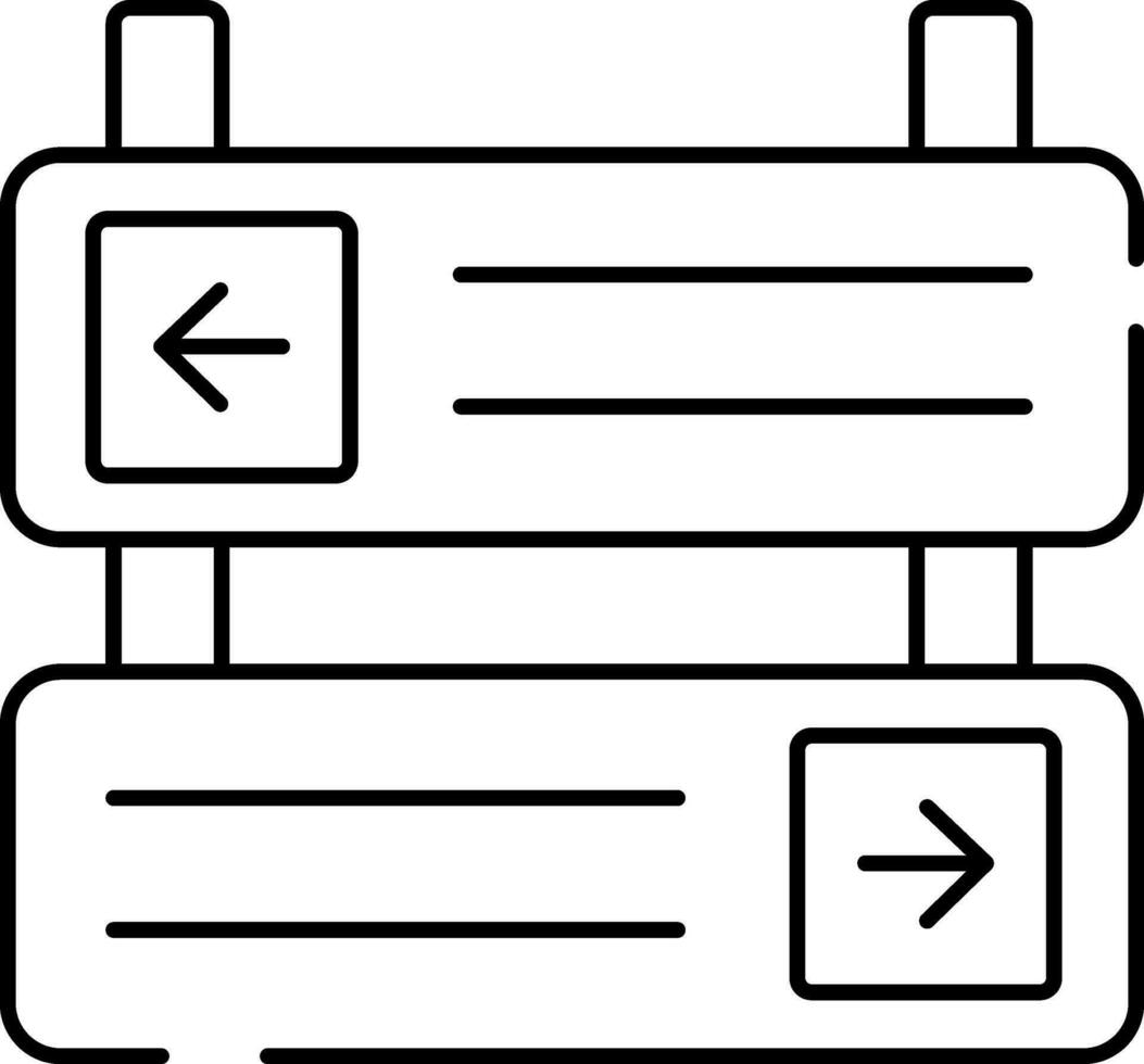 Left And Right Sign Board Icon In Stroke Style. vector