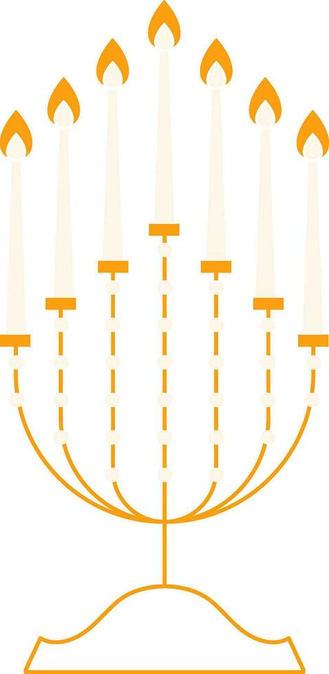 Isolated Burning Hanukkah Icon In Orange Lineal Style. vector
