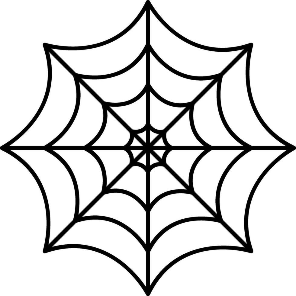 Isolated Spiderweb Icon In Black Outline. vector