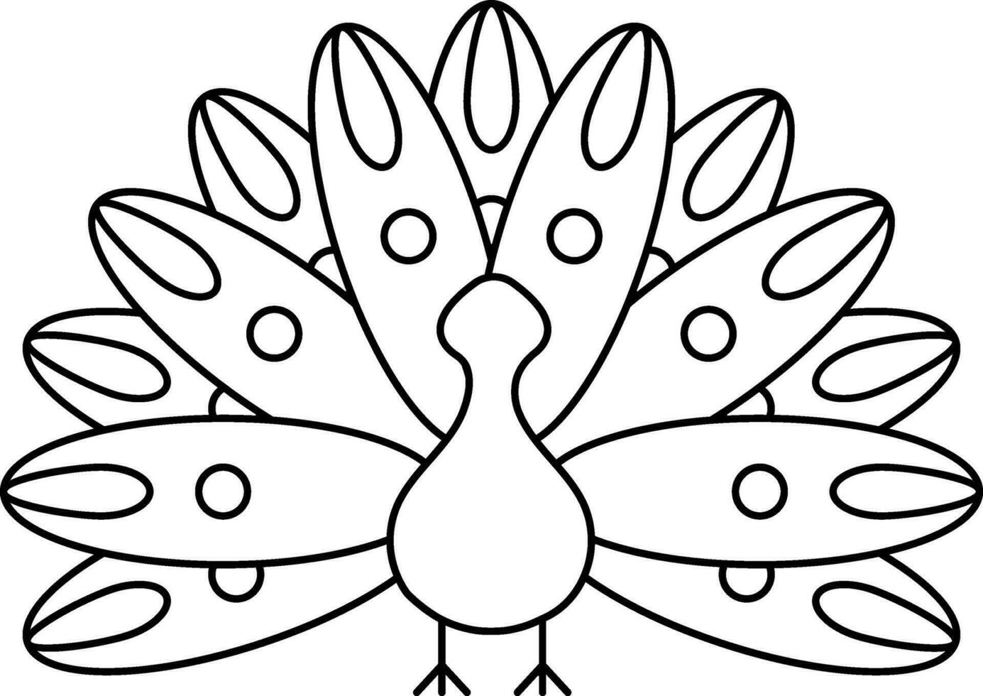 Peacock Icon In Black Outline. vector