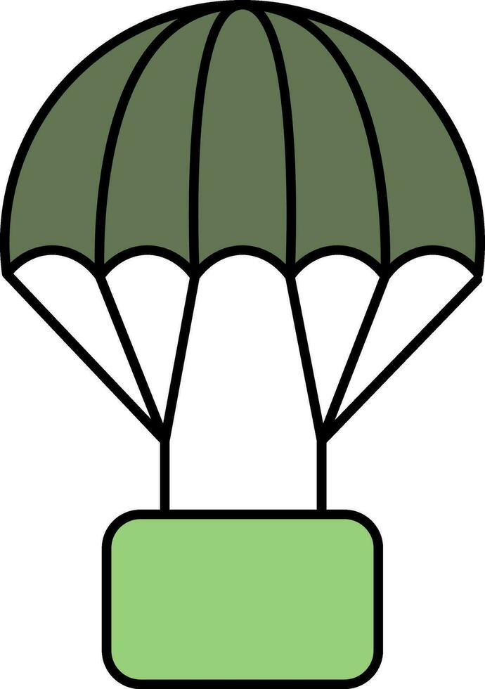 Isolated Parachute Icon In Green Color. vector