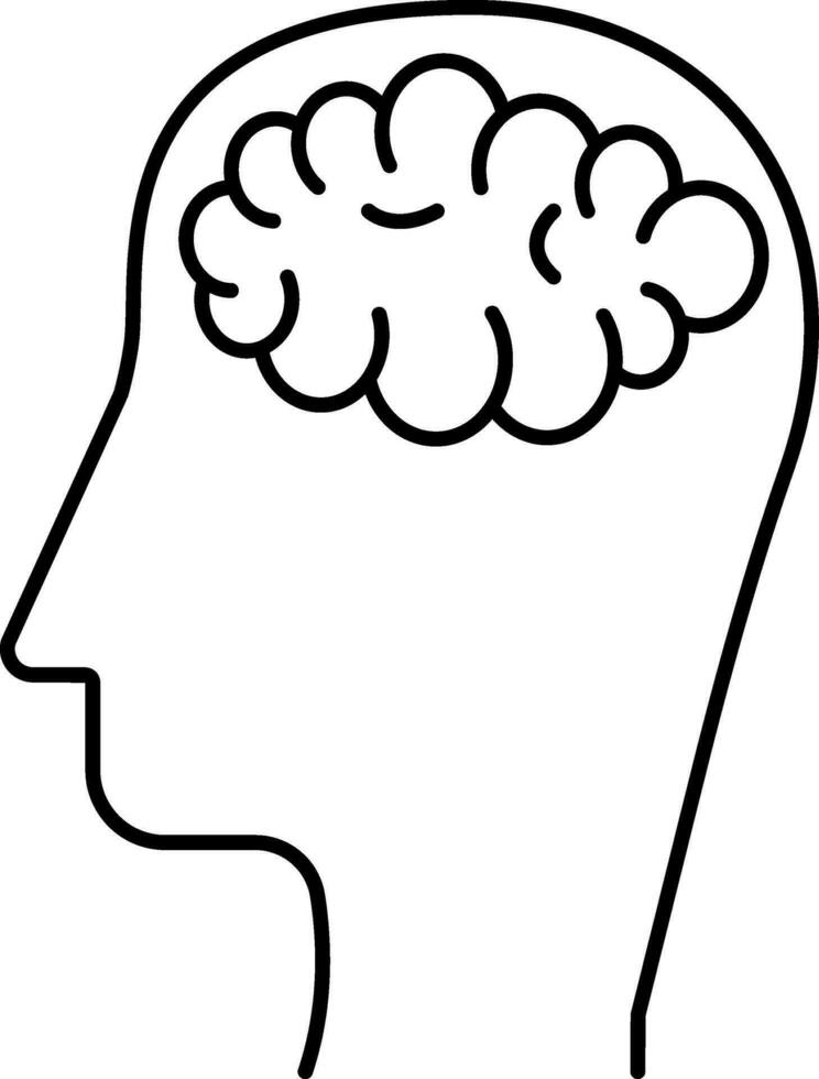 Human Brain Icon Or Symbol In Linear Style. vector