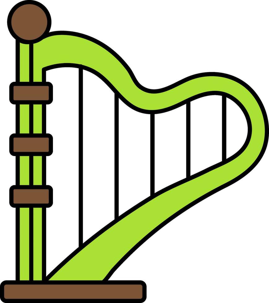 Green Illustration Of Harp Flat Icon. vector