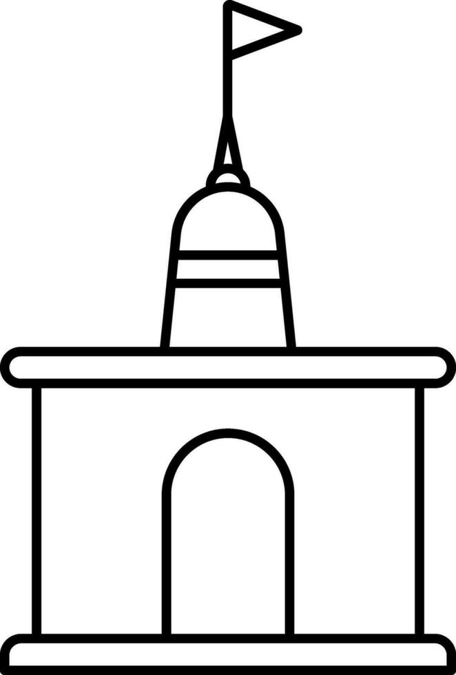 Illustration Of Hindu Temple Black Stroke Icon. vector