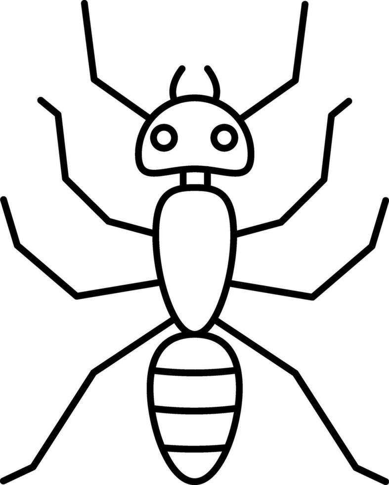 Thin Line Art Of Ant Character Icon. vector