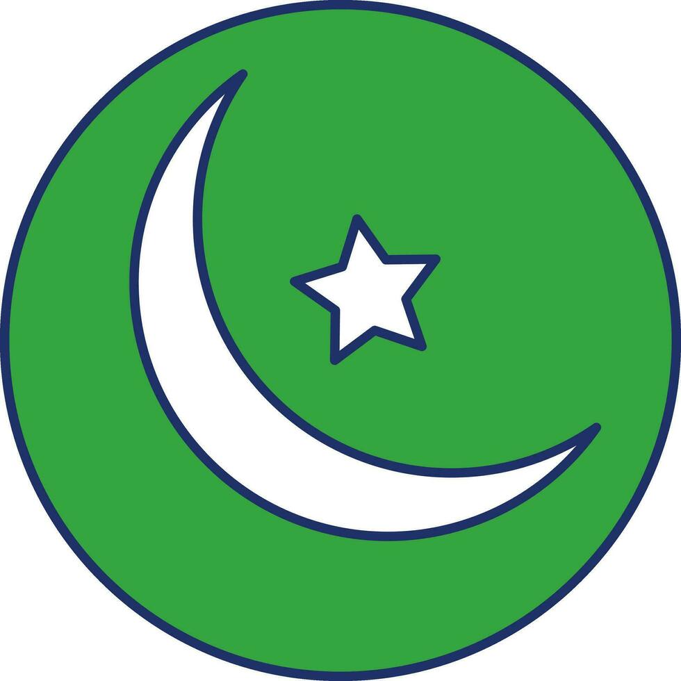 Islamic Symbol Green Round Icon In Flat Style. vector