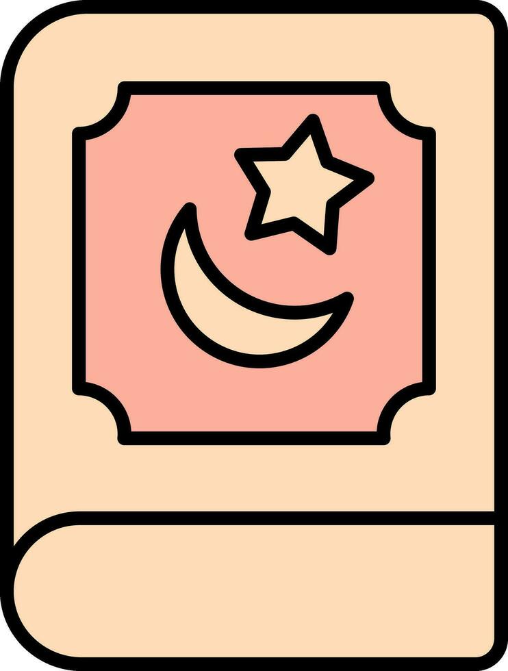 Corán libro icono en rojo y naranja color. vector