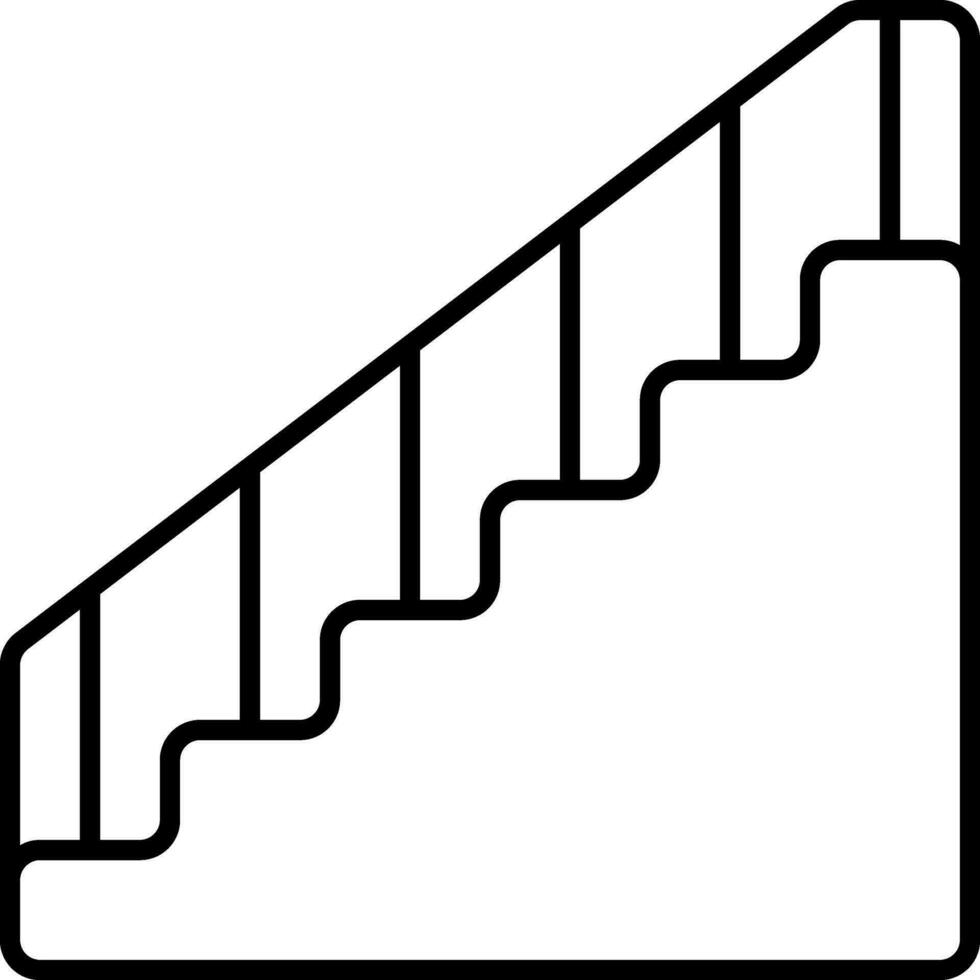 Handrail Stairs Icon In Black Linear Art. vector