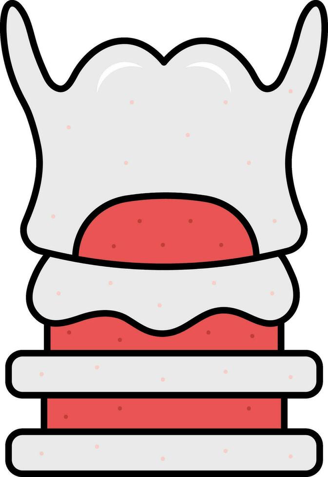 Flat Larynx Part Stricture Icon In Red And Grey Color. vector