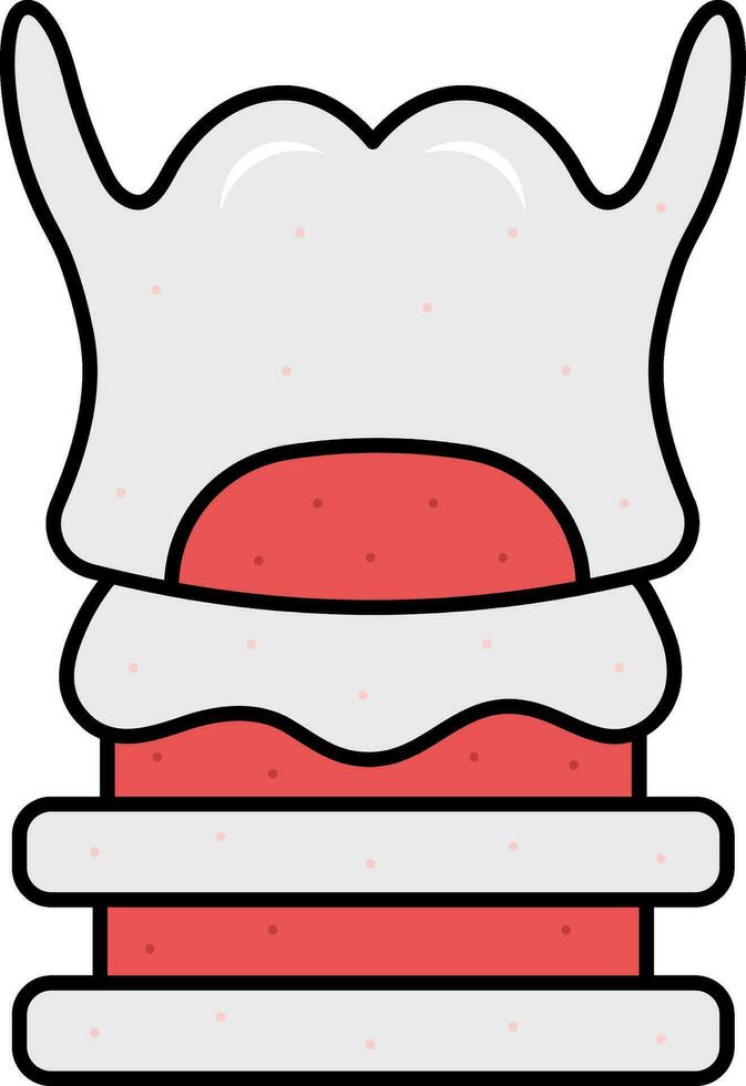 Flat Larynx Part Stricture Icon In Red And Grey Color. vector