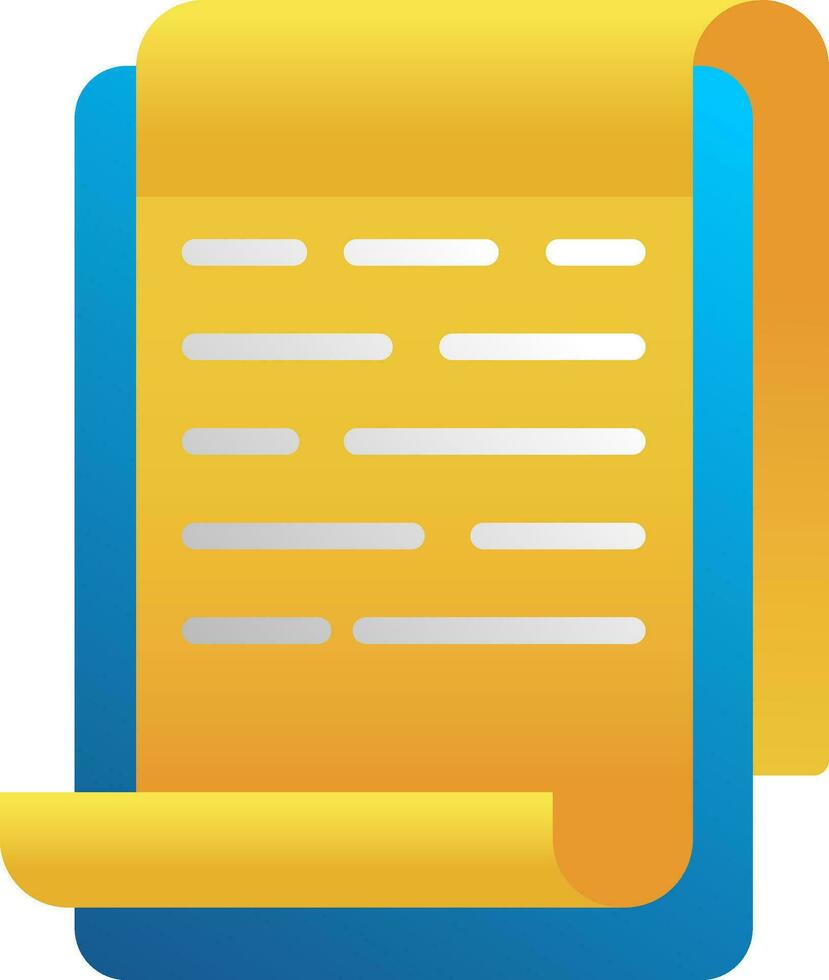Illustration Of Scroll Paper Icon In Blue And Yellow Color. vector