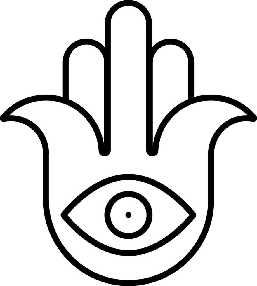 Hamsa Icon In Black Line Art. vector