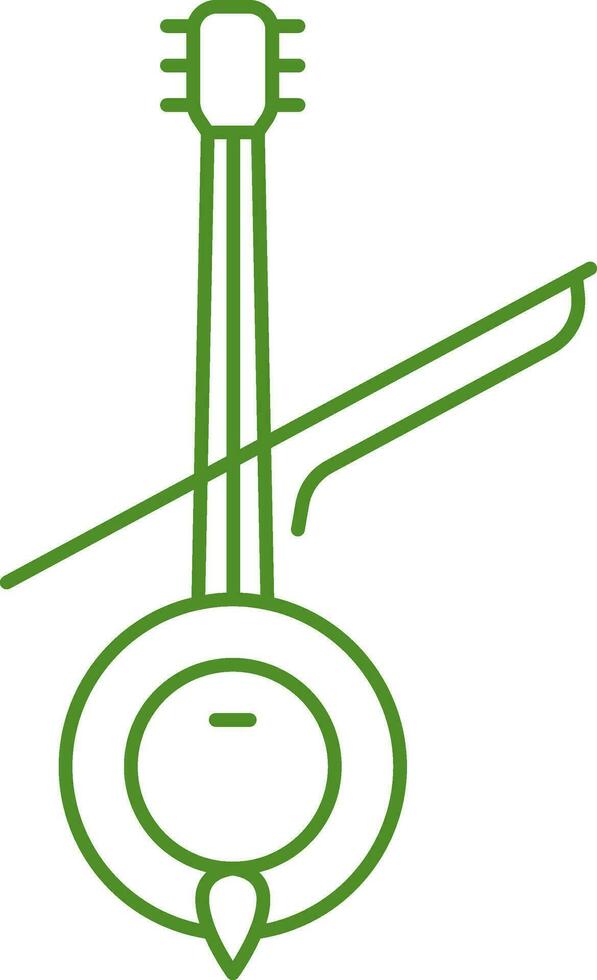 Green Kamancheh Musical Instrument Icon In Linear Style. vector