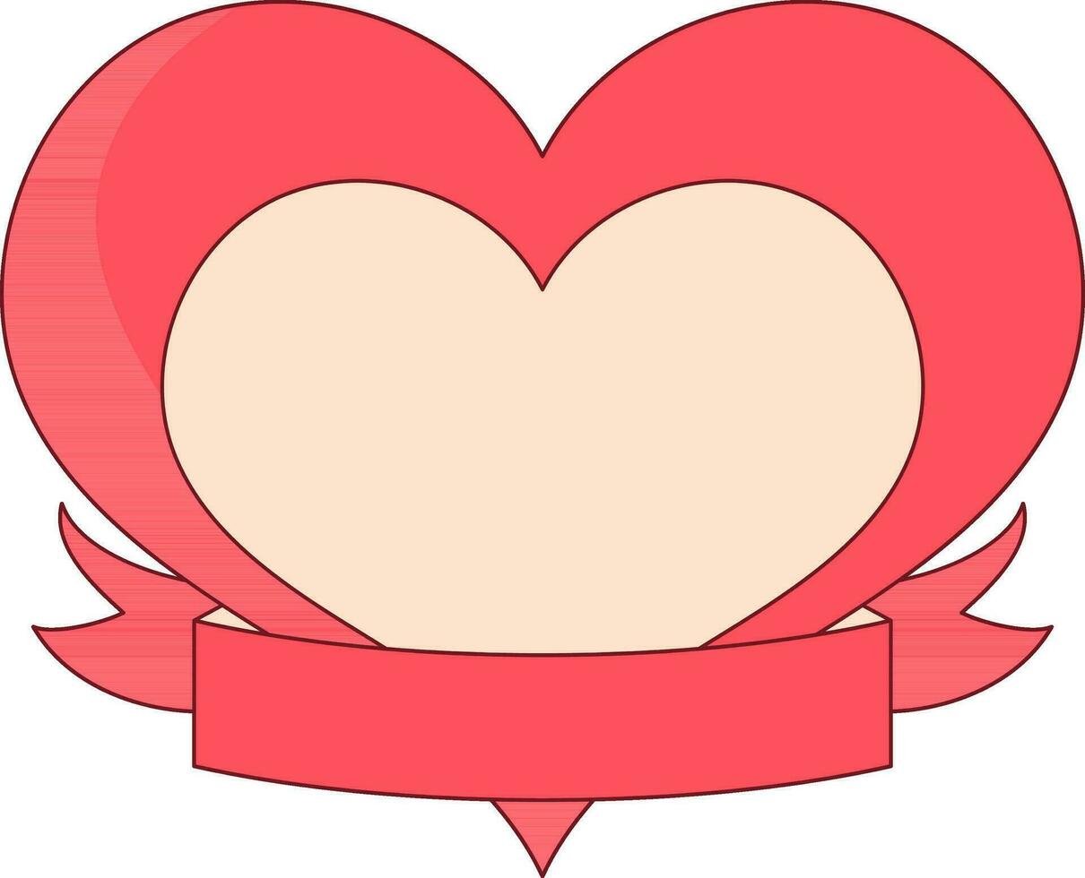 Heart With Ribbon Space Icon In Peach And Pink Color. vector