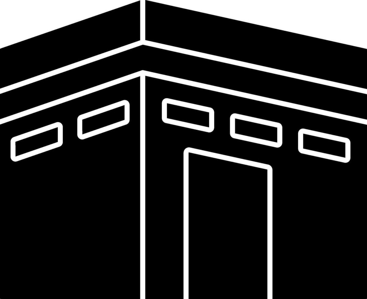 kaaba icono o símbolo en negro y blanco color. vector