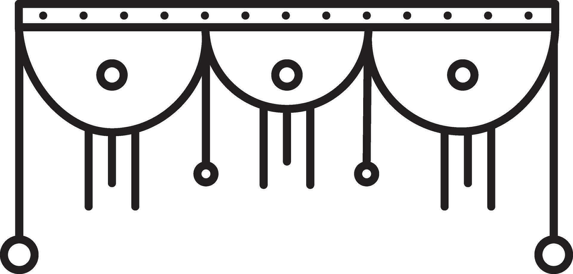 Isolated Hanging Garland Icon In Black Line Art. vector