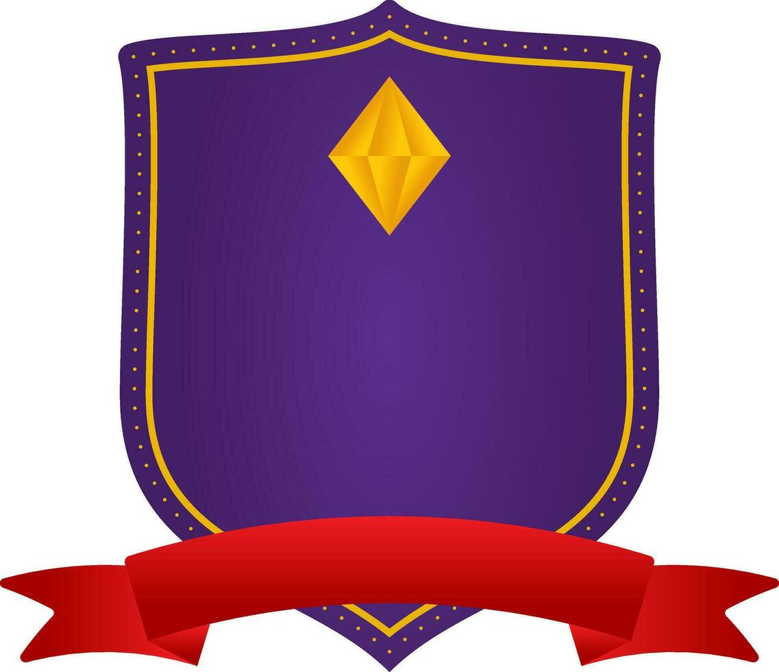 Blank Rhombus Shield Frame With Ribbon Element In Purple And Red Color. vector