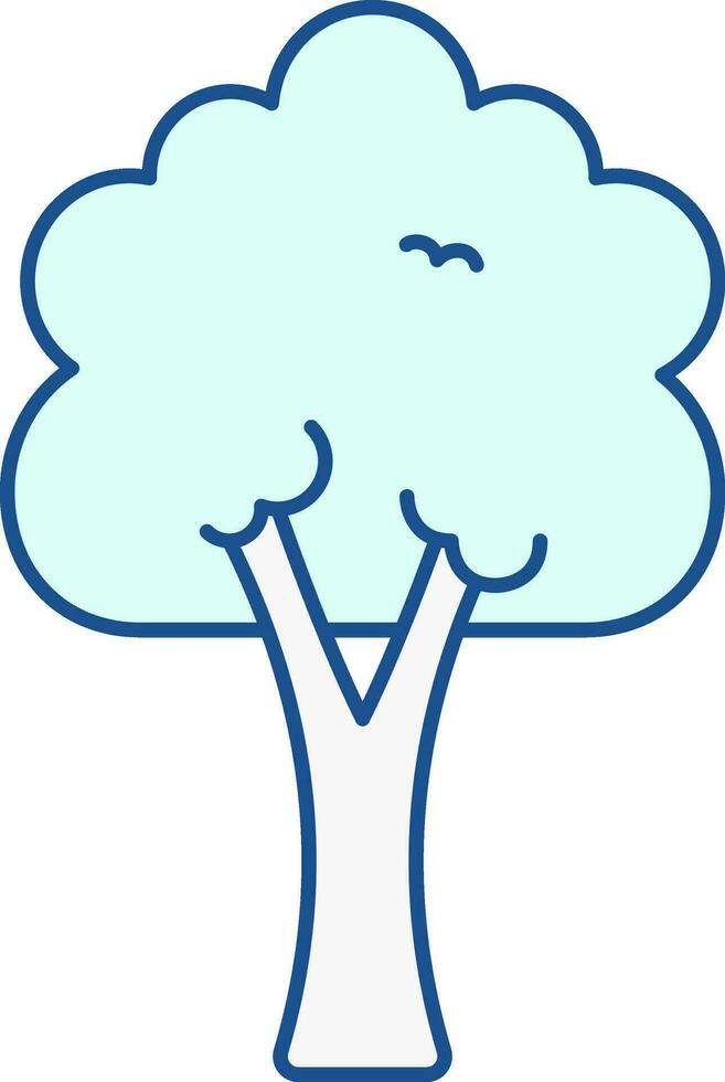 Turquoise And White Tree Flat Icon Or Symbol. vector