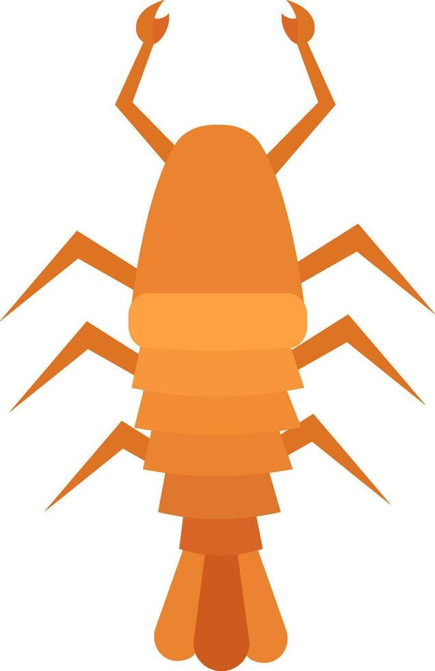 Isolated Orange Shrimp Icon In Flat Style. vector