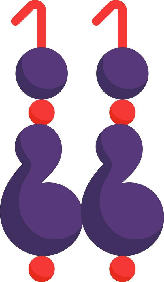 Red And Purple Paisley Earring Hang Flat Icon. vector