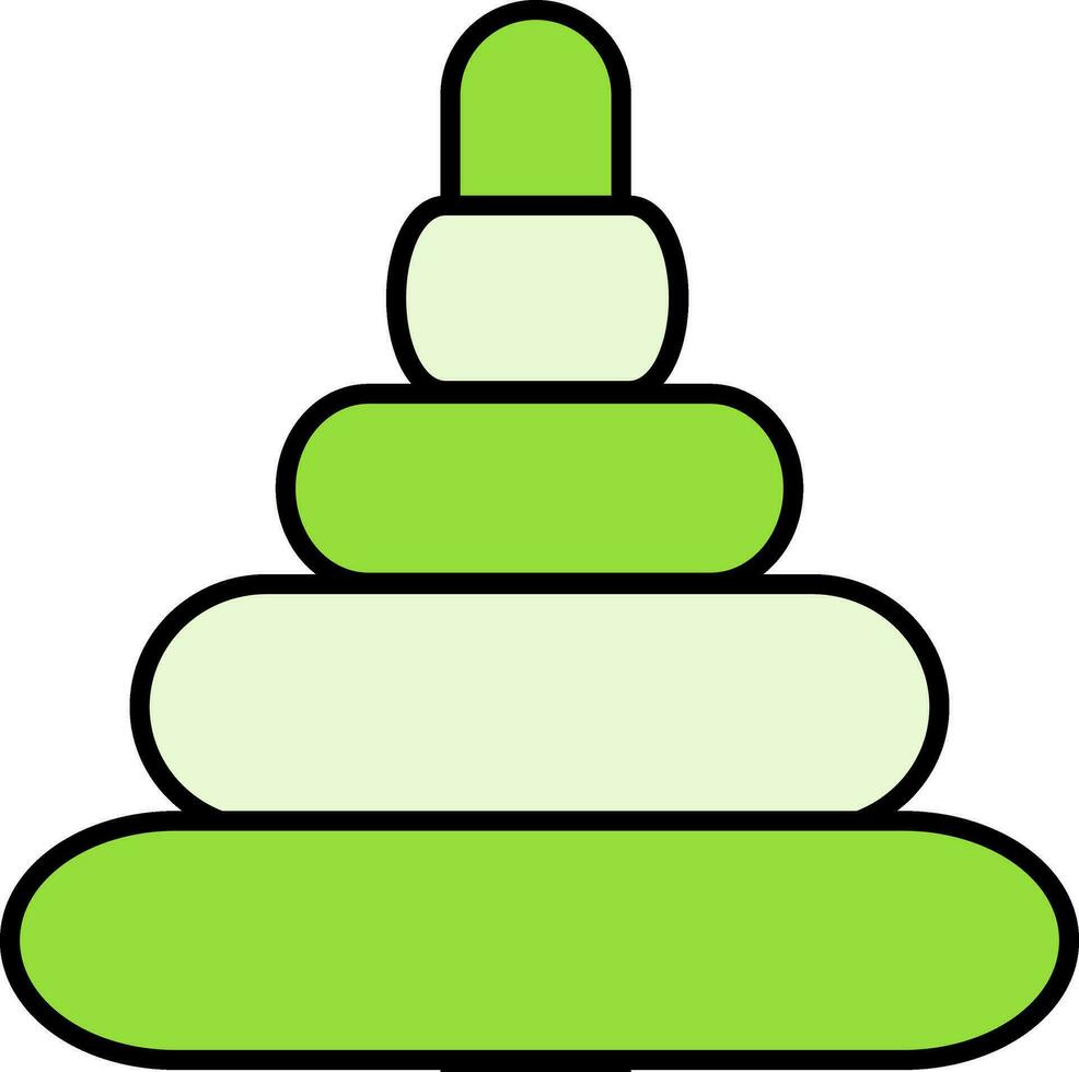 Ring Pyramid Toy Flat Icon In Green Color. vector