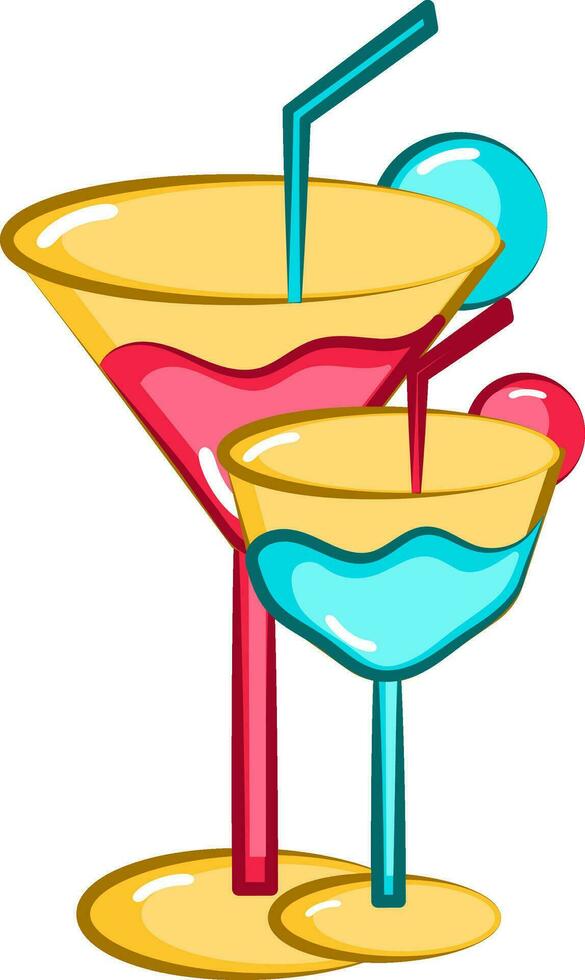 Illustration Of Two Margarita Drink Glass With Straw Icon. vector