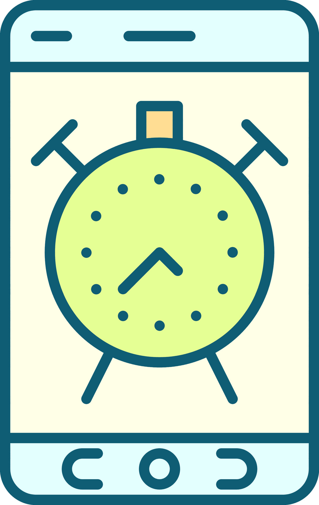 Alarm Clock Symbol Smartphone Screen Yellow And Blue Icon n Flat Style