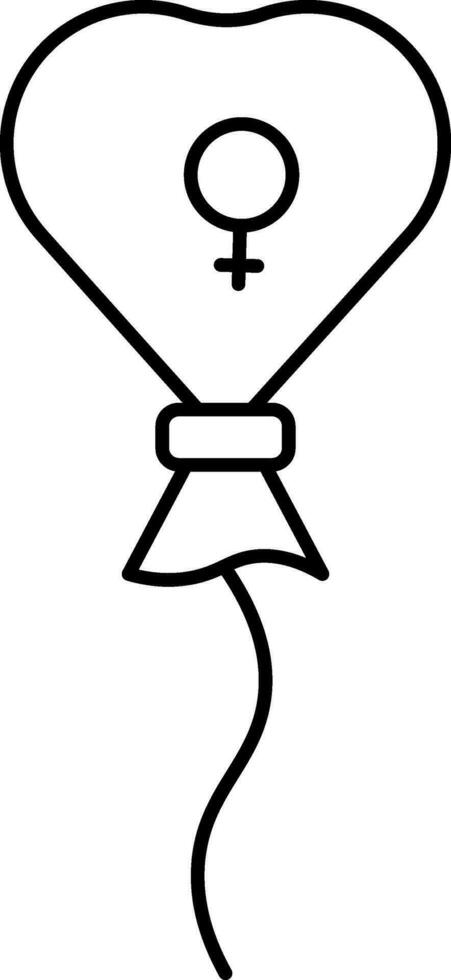 Female Symbol Heart Balloon Thin Line Art Icon. vector