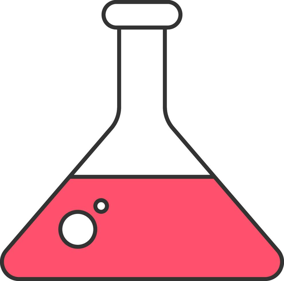 Red Liquid Conical Flask Icon In Flat Style. vector