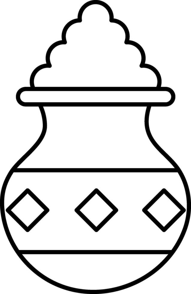 Rice Food Kalash Icon In Line Art. vector