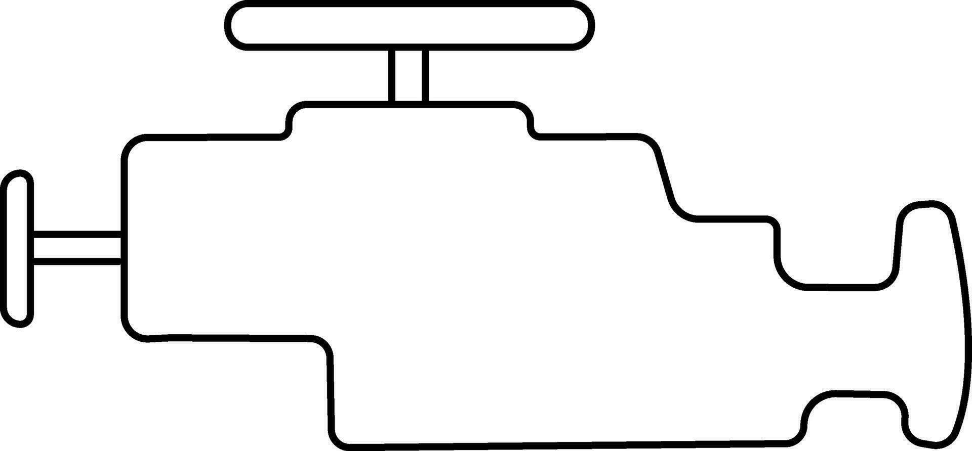 Black line art illustration of engine motor. vector