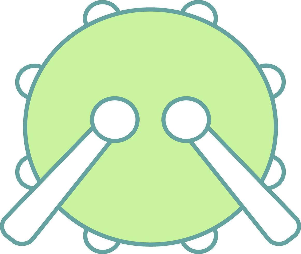 Tambourine Drum With Stick Icon In Green And White Color. 24951714