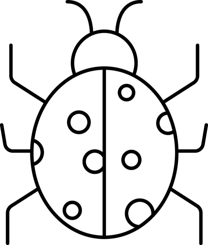 Cartoon Lady Bug Icon In Black Line Art. vector