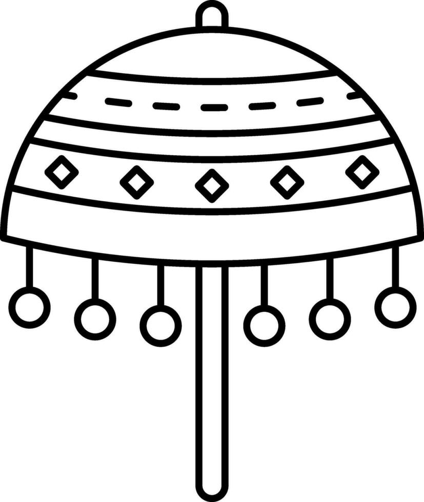 Isolated Traditional Umbrella Onam Festival Icon In Black Outline. vector