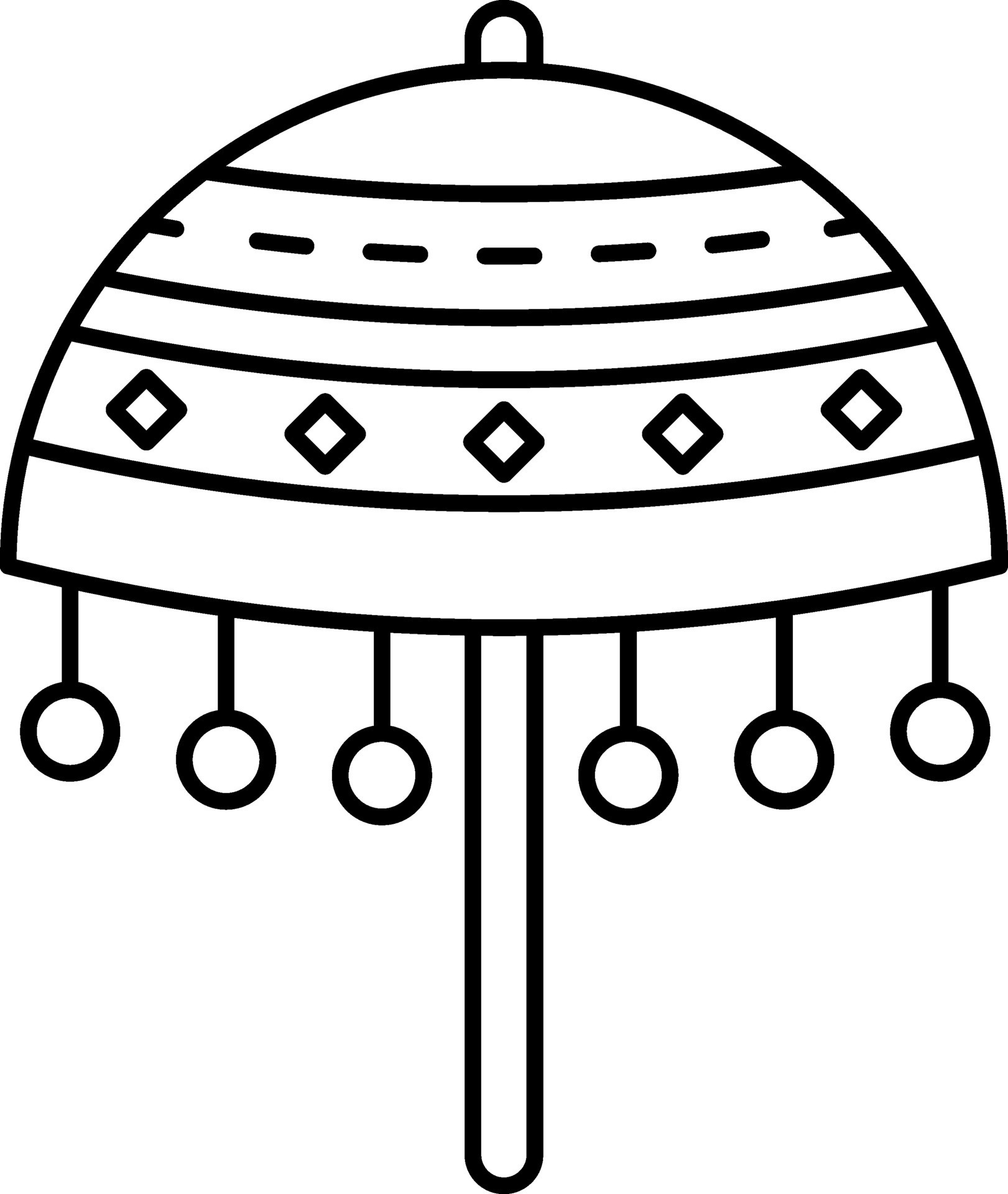 Isolated Traditional Umbrella Onam Festival Icon In Black Outline