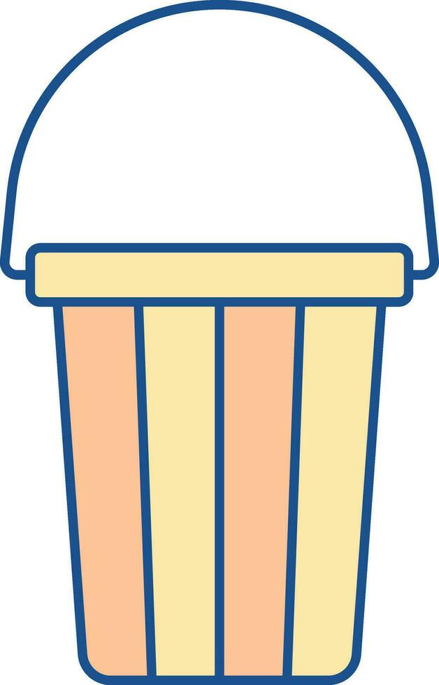 Yellow And Orange Strip Bucket Flat Icon. vector