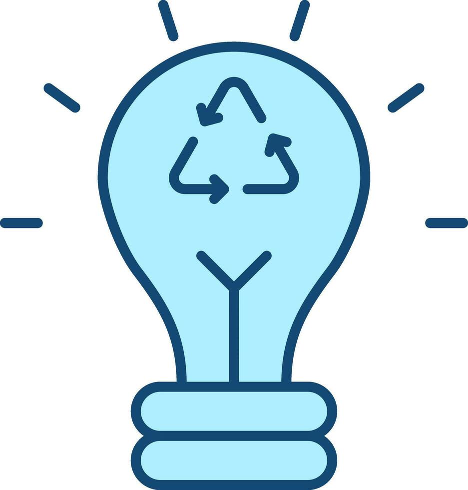 Recycle Light Bulb Icon In Blue Color. vector