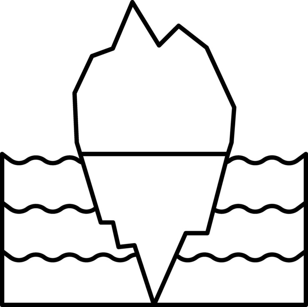 Illustration Of Iceberg Icon In Black Thin Line Art vector