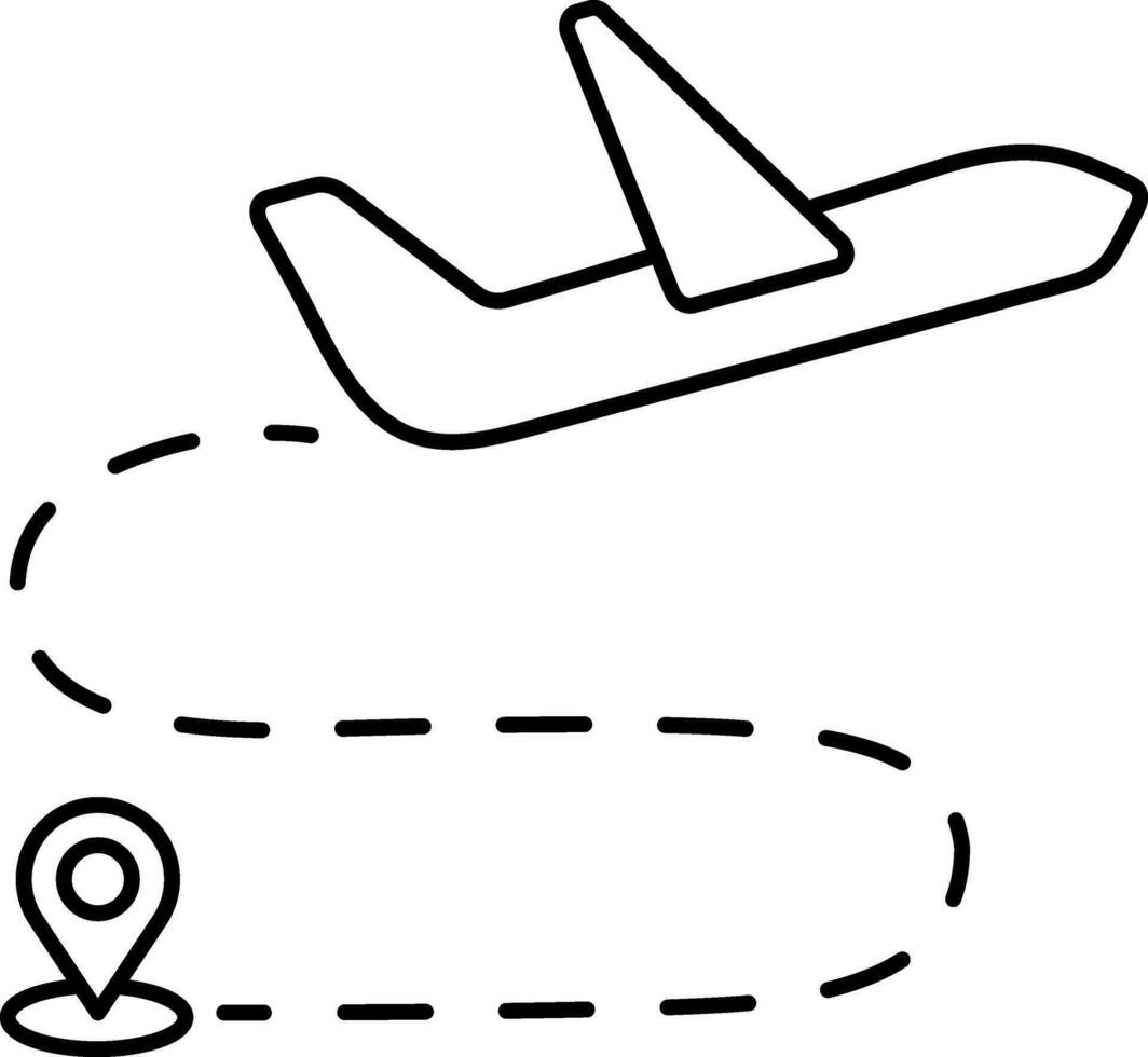 Airplane Location Place Map Point Lineal Icon. vector