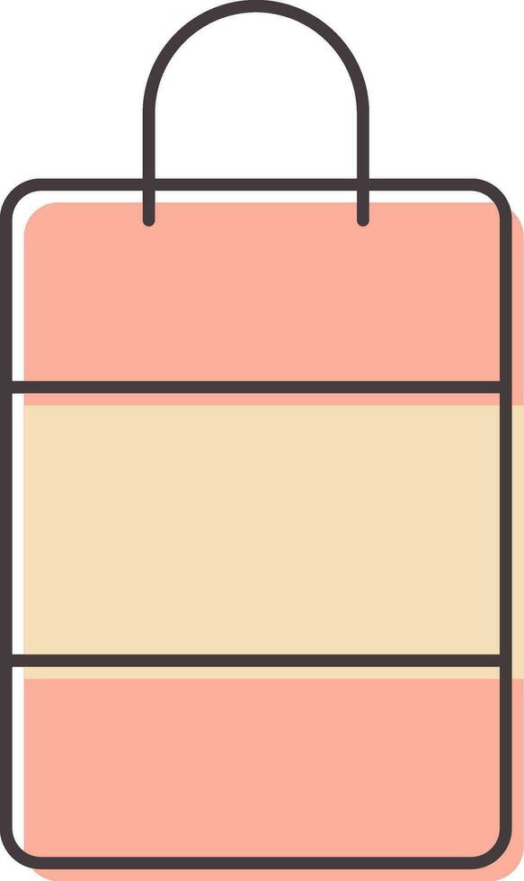 Pink Color Shopping Bag Icon In Flat Style. vector