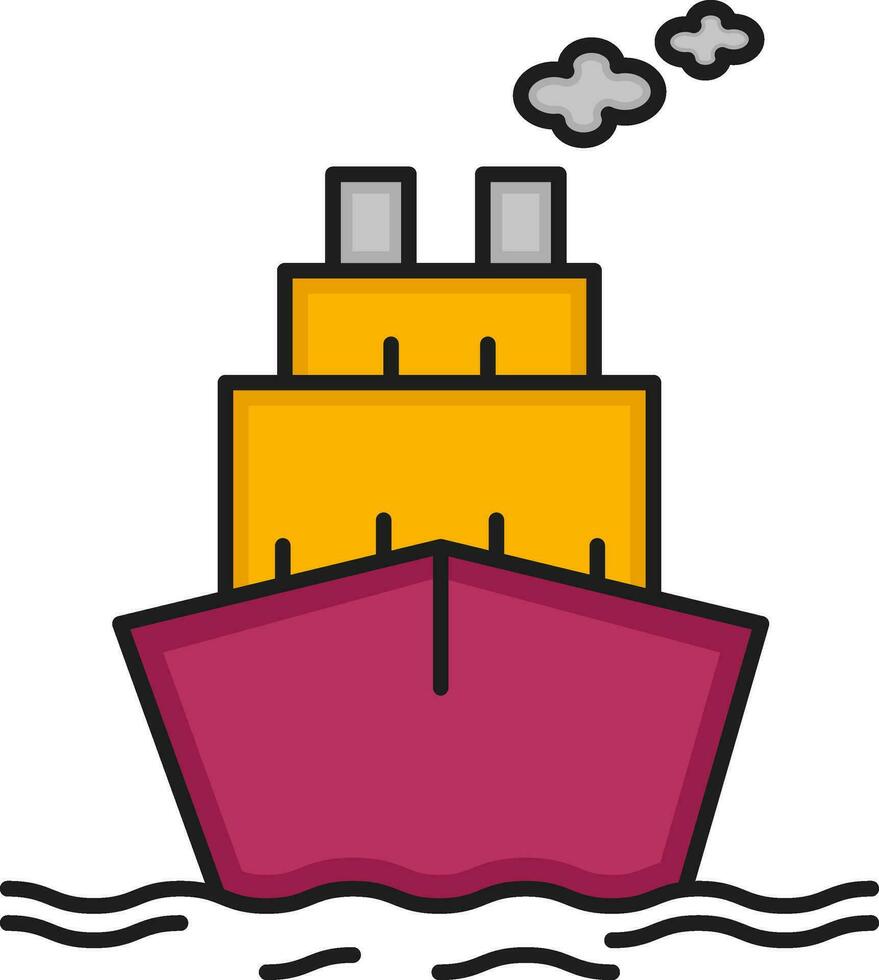 Pink and Yellow Ship Icon In Flat Style. vector